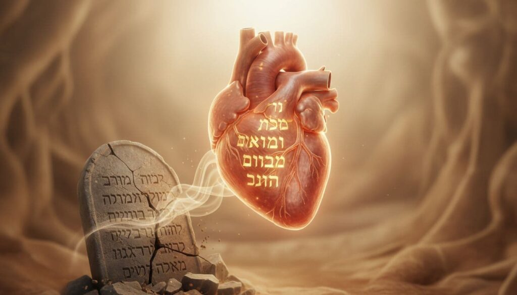 Jesus does not discard the Ten Commandments but fulfills them, writing their truth on a heart of flesh so believers live from the inside out rather than under stone.